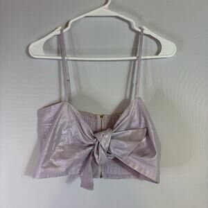 NWT Jason Wu Lavender Shimmer Crop Tie Front Bustier Top Size XL CC0555